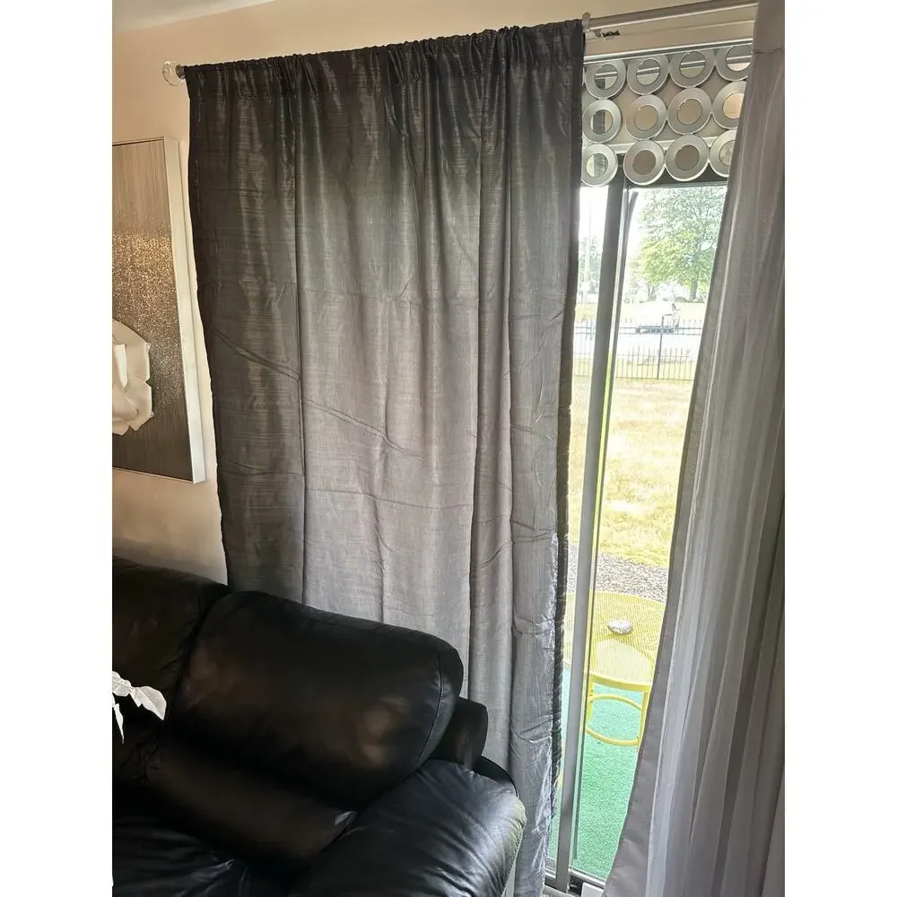 Set of 2 Beartistic Gray Curtains Panels Simple Chic Cozy Grey MidCentury Modern